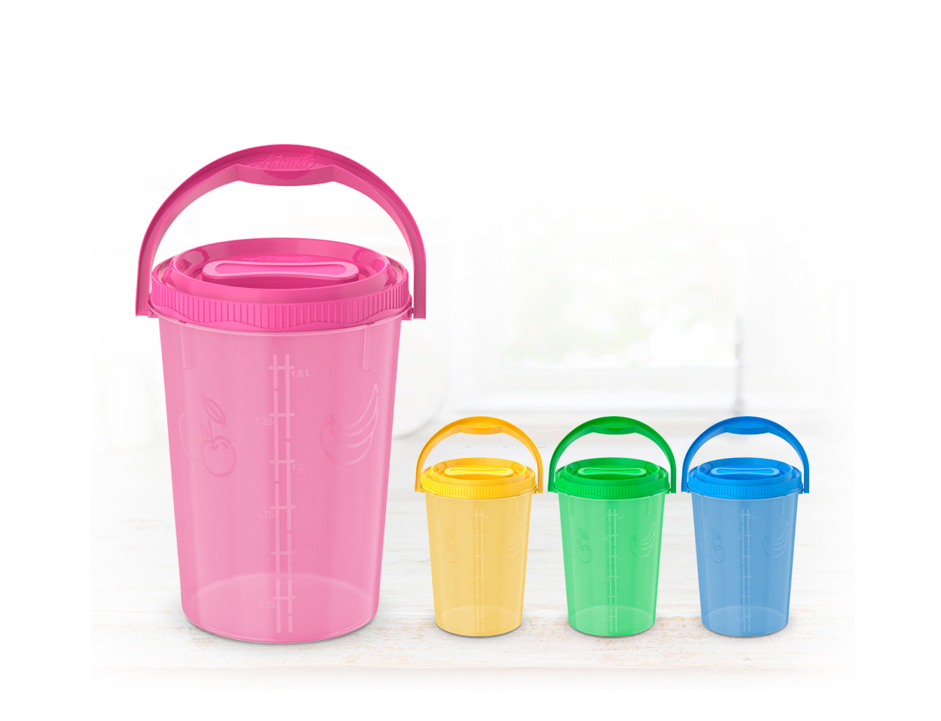 Bote juguero de color de 1.5 Lt.